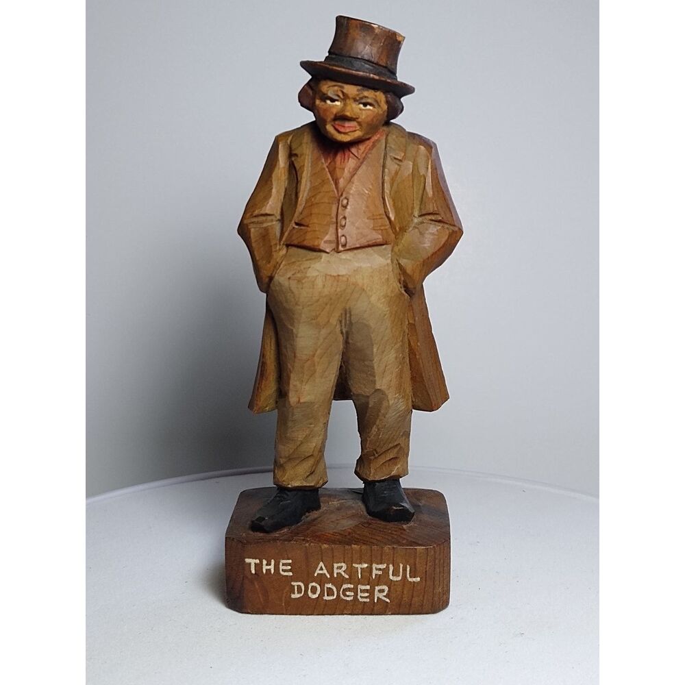 ANRI 5" Vintage Hand-Carved Wood Figurine "The Artful Dodger" Literary Character